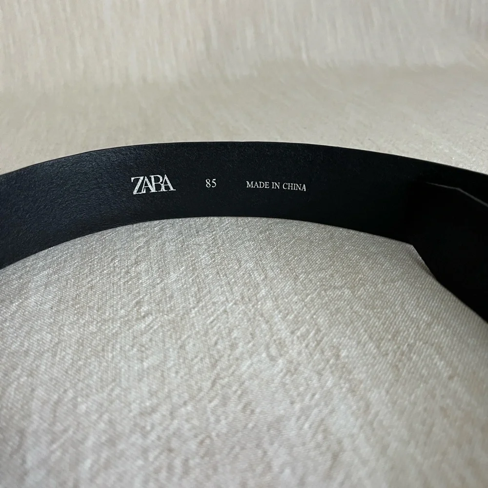 Zara Black Leather Belt Size 85 - Picture 3 of 14
